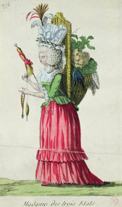 Madame des Trois Etats, caricature on the Three Estates of France before the Revolution by French School